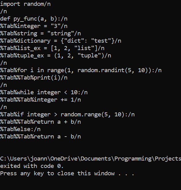 output of TextFileProcessor with function.py as argument